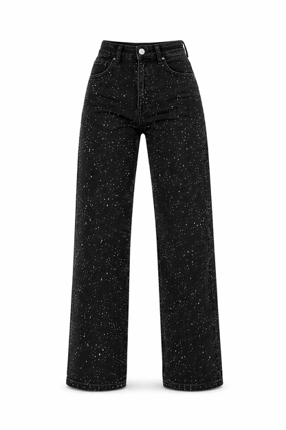 Damen Hochgeschnittene Hose Glitzerakzente