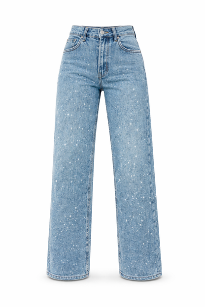 Damen Hochgeschnittene Hose Glitzerakzente