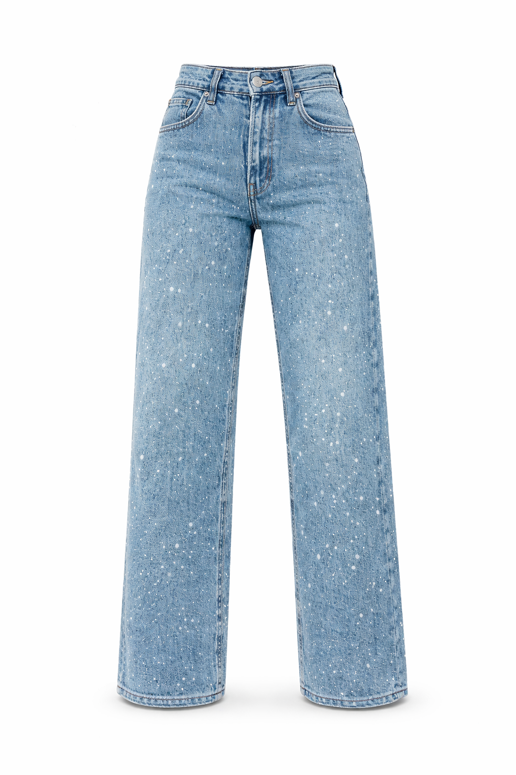 Damen Hochtaillen-Jeans Gerade Schnitt