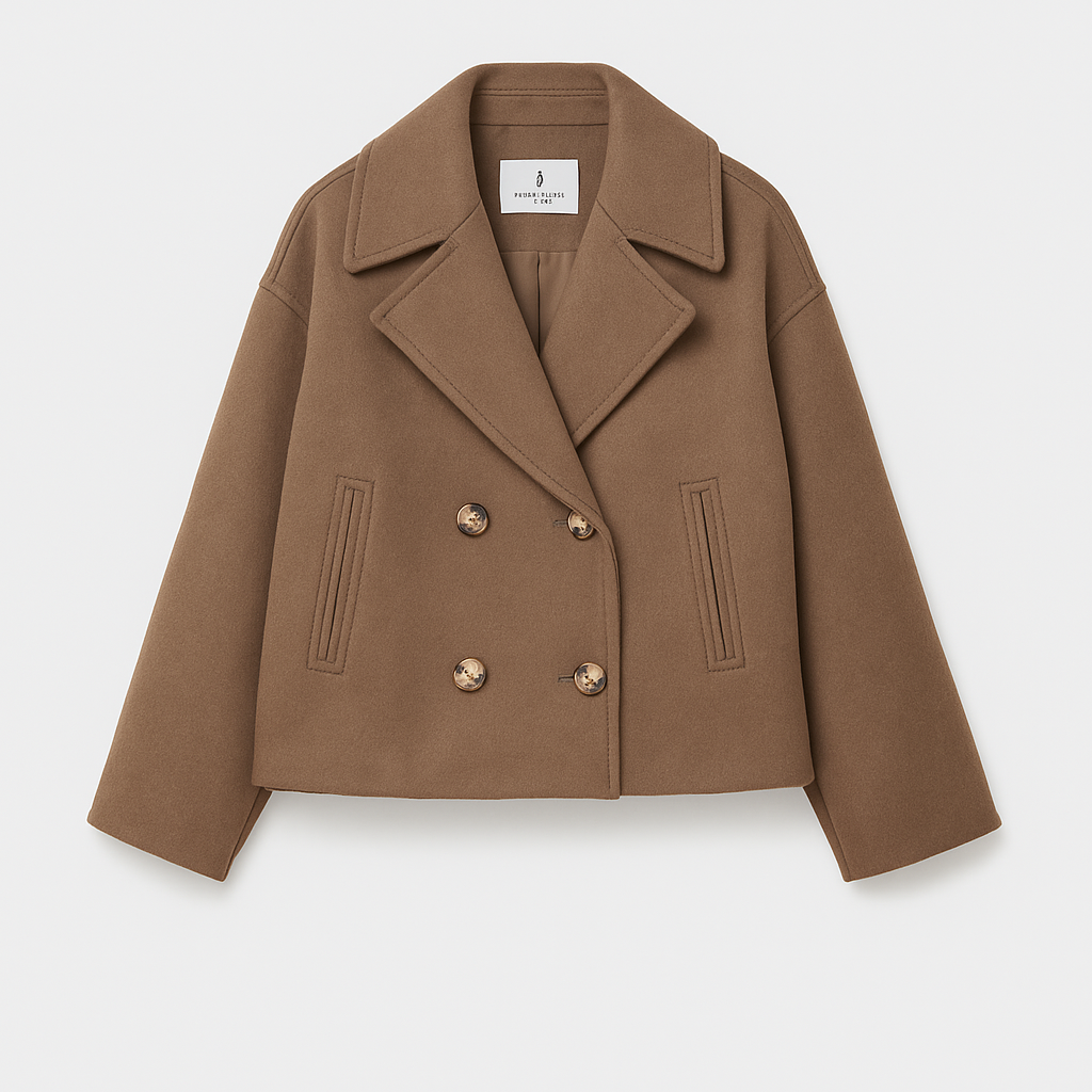 Damen Kurzmantel Doppelknopfleiste Elegantes Design