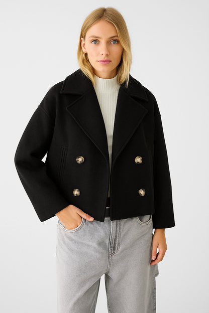 Damen Kurzmantel Doppelknopfleiste Elegantes Design