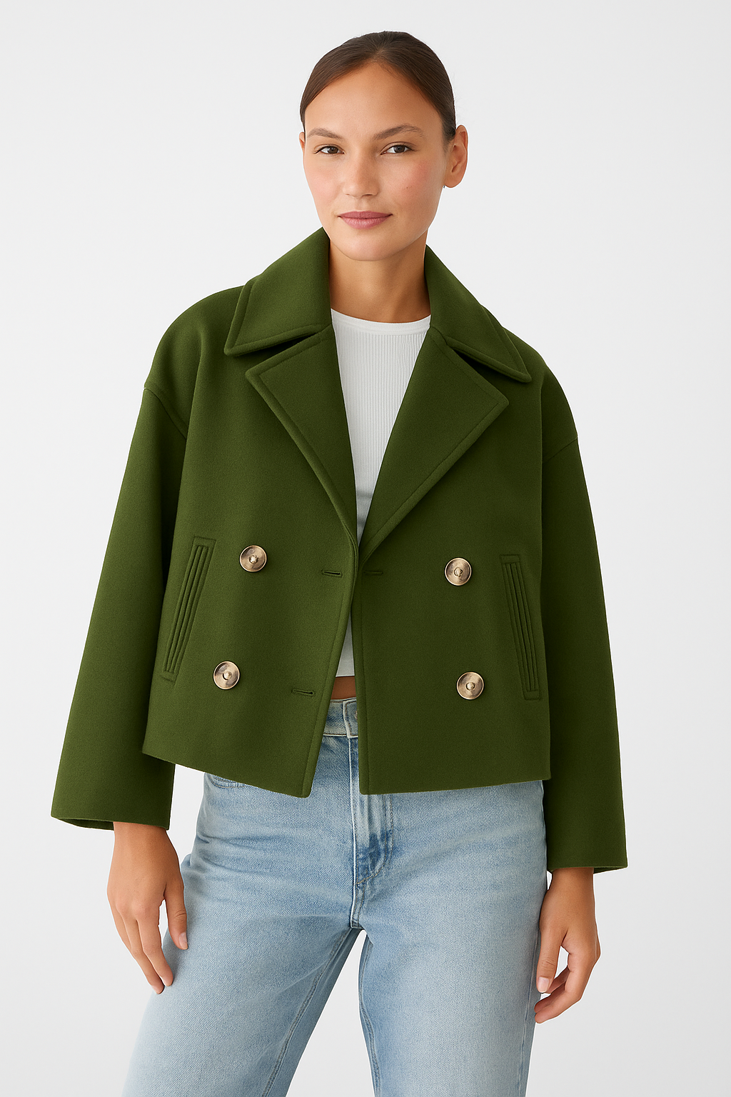 Damen Kurzmantel Doppelknopfleiste Elegantes Design