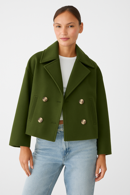 Damen Kurzmantel Doppelknopfleiste Elegantes Design