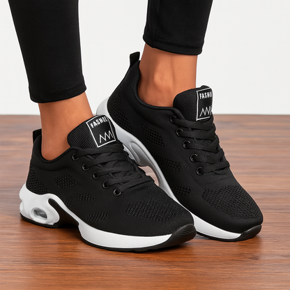 Liora Damen Sneaker Leicht Luftpolster Komfort Schwarz - Norvielle