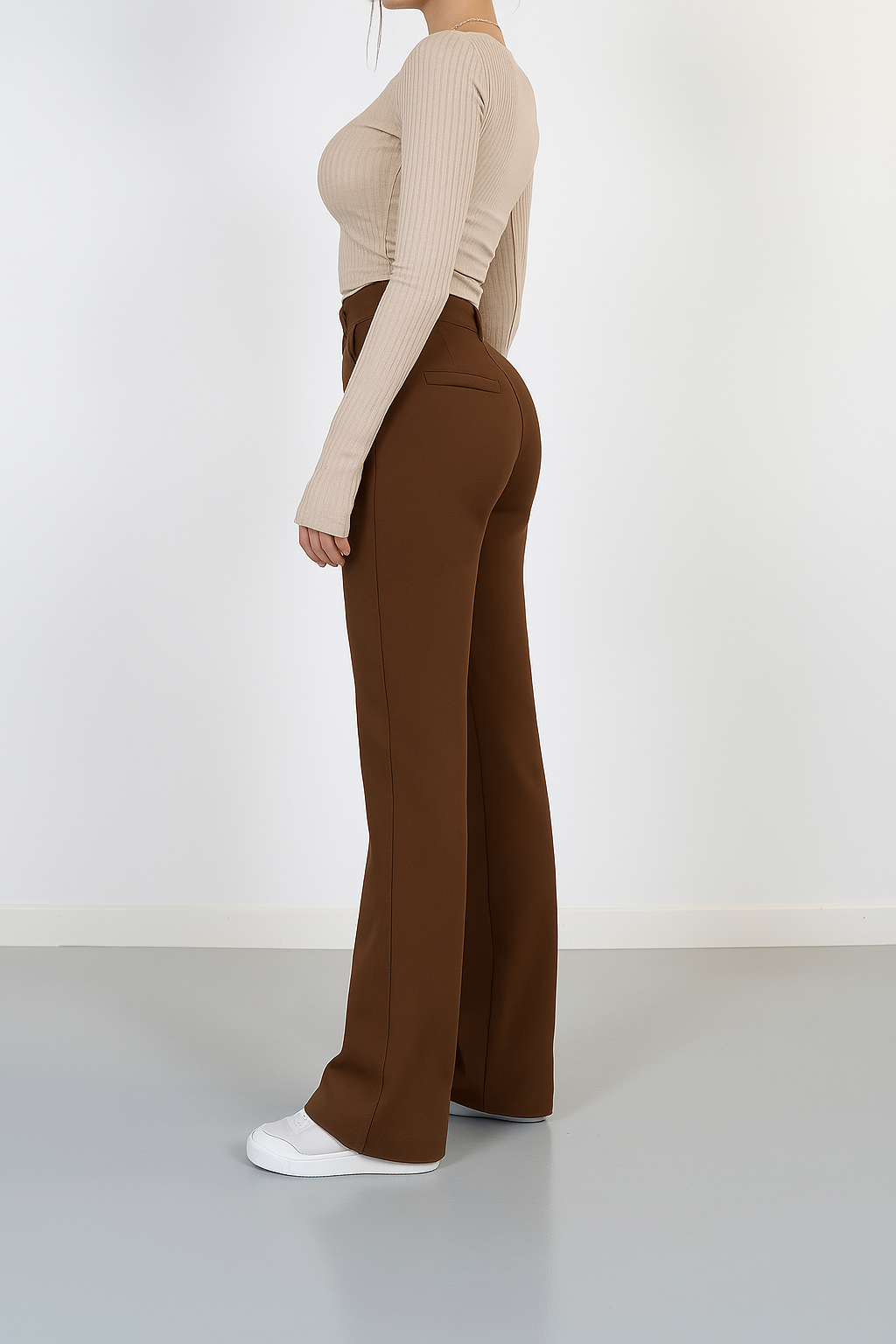 Damenhose Hohe Taille Gerade Beine