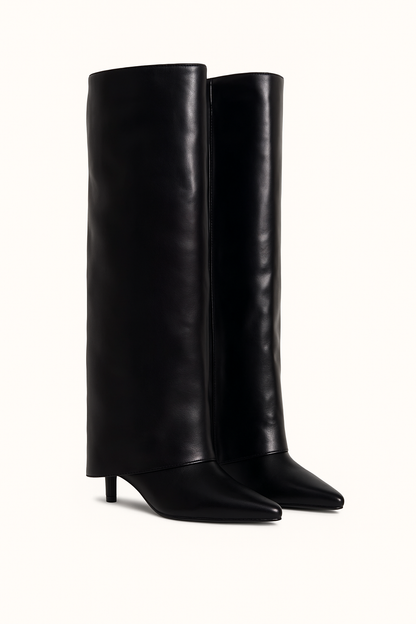 Damen Absatzstiefel Elegant Leder