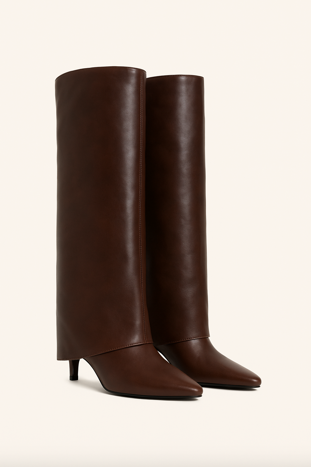 Damen Absatzstiefel Elegant Leder Schwarz - Norvielle