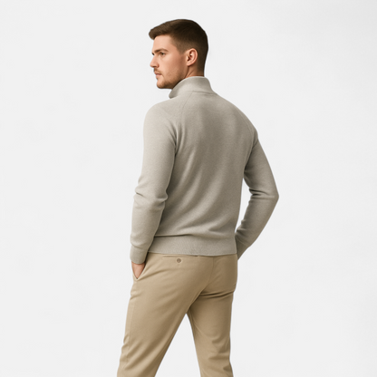 Herren Strickpullover Stehkragen Reißverschluss Baumwolle