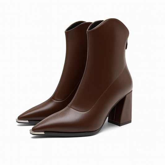 Damen Stiefeletten Spitzer Absatz Frühjahr Schwarz - Norvielle