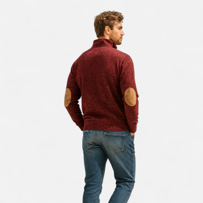 Levi Herren Strickpullover Stehkragen Patchwork