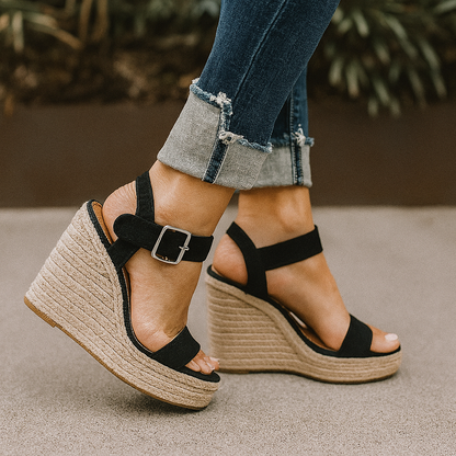 Damen Keilabsatz Sandalen Offene Zehenpartie Jasmin