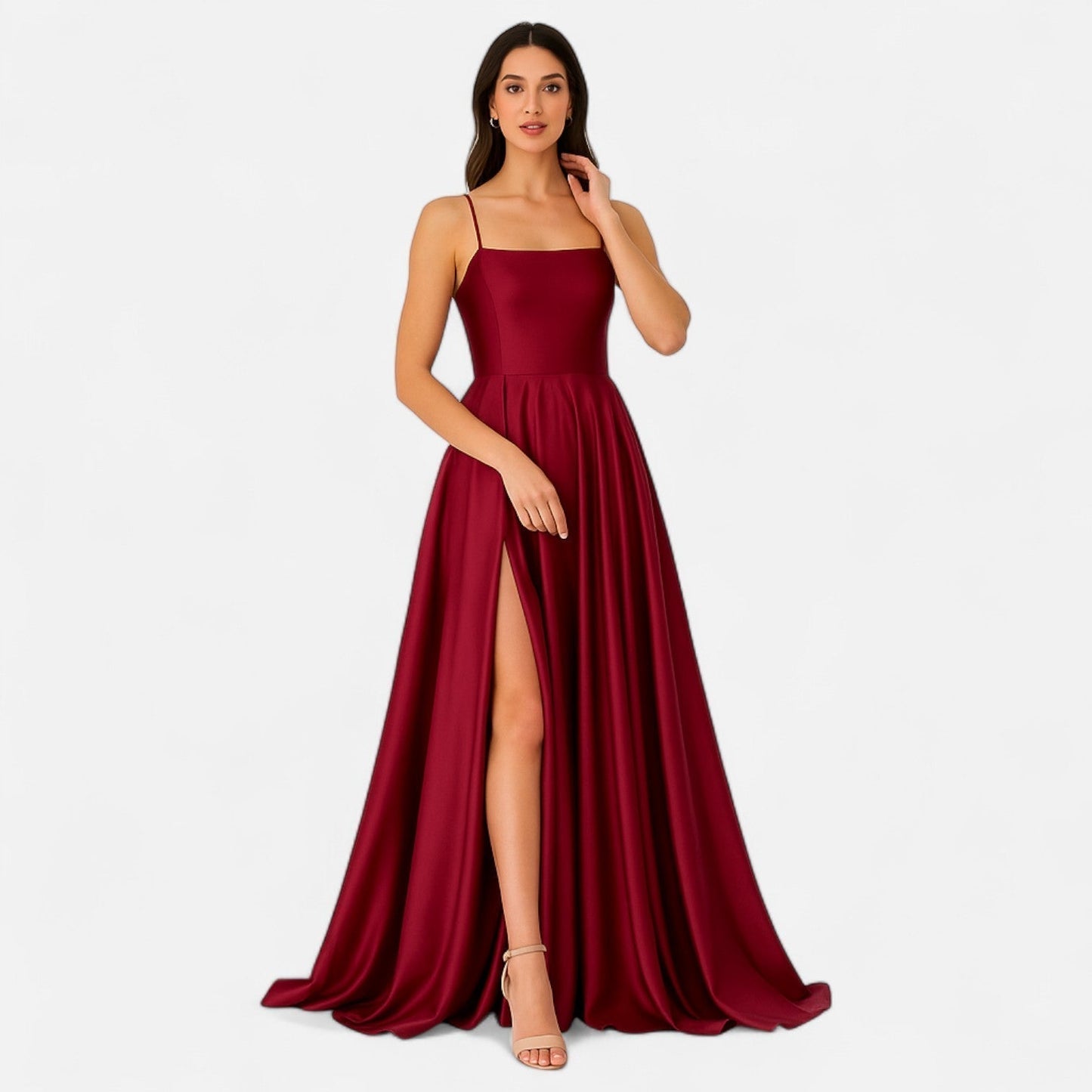 Damen Hochzeitsgast Maxikleid Mit Schlitz