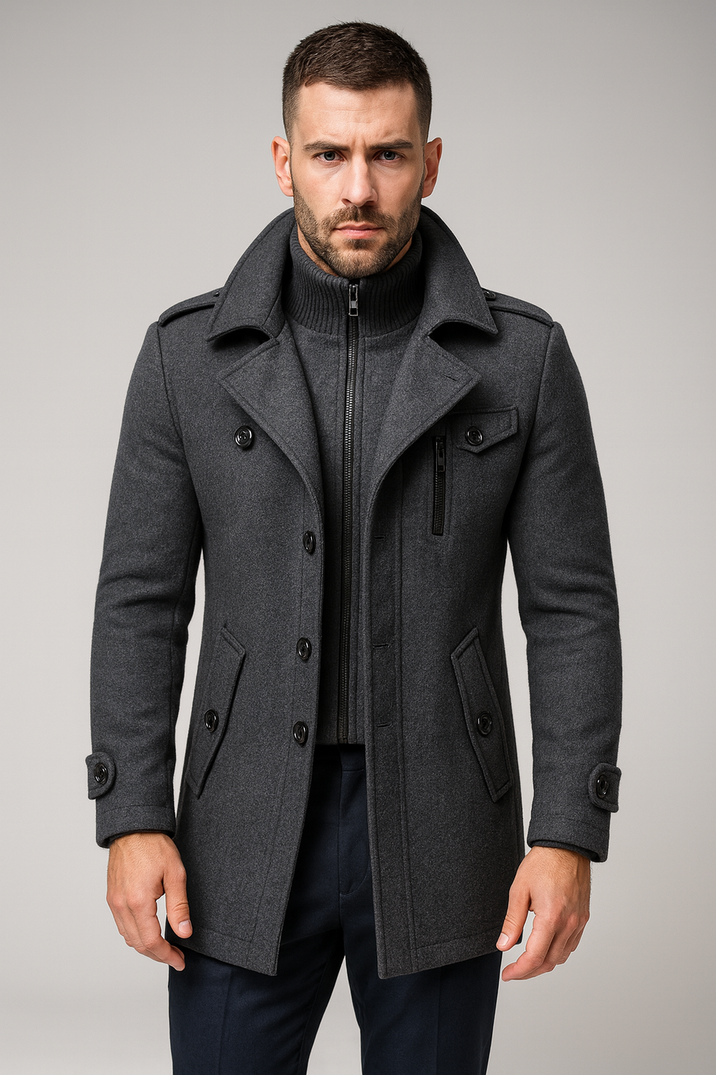 Herren Langarmmantel Herbst Winter Oberbekleidung