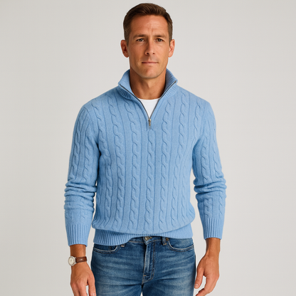 Herren Pullover Stehkragen Teilöffnung