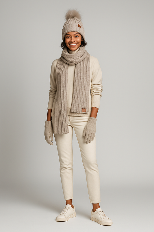 Damen Winterset Mütze Schal Handschuhe Touchscreen - Norvielle