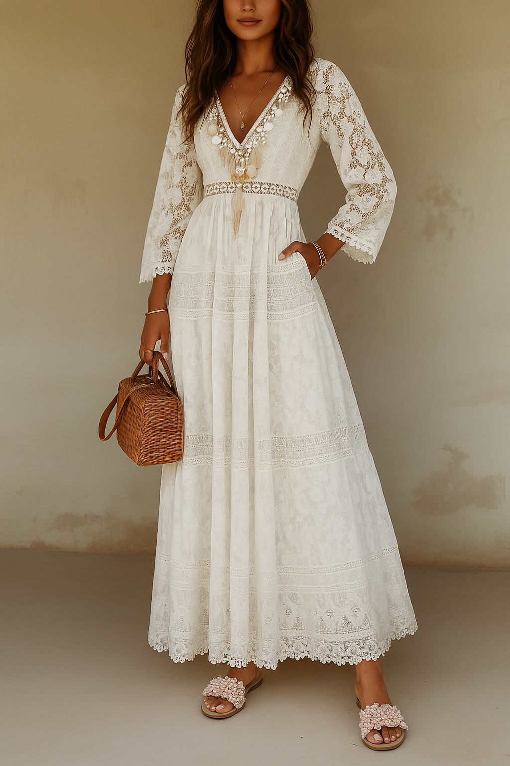 Damen Langkleid Blumenmuster