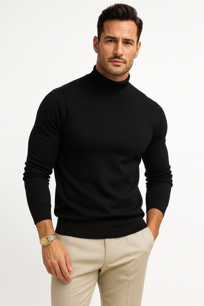 Herren Rollkragen Pullover Langarm Körpernahe Passform