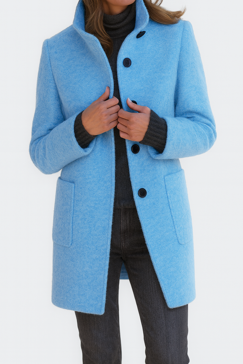 Damen Wollmantel Klassisch Wärmend Beige