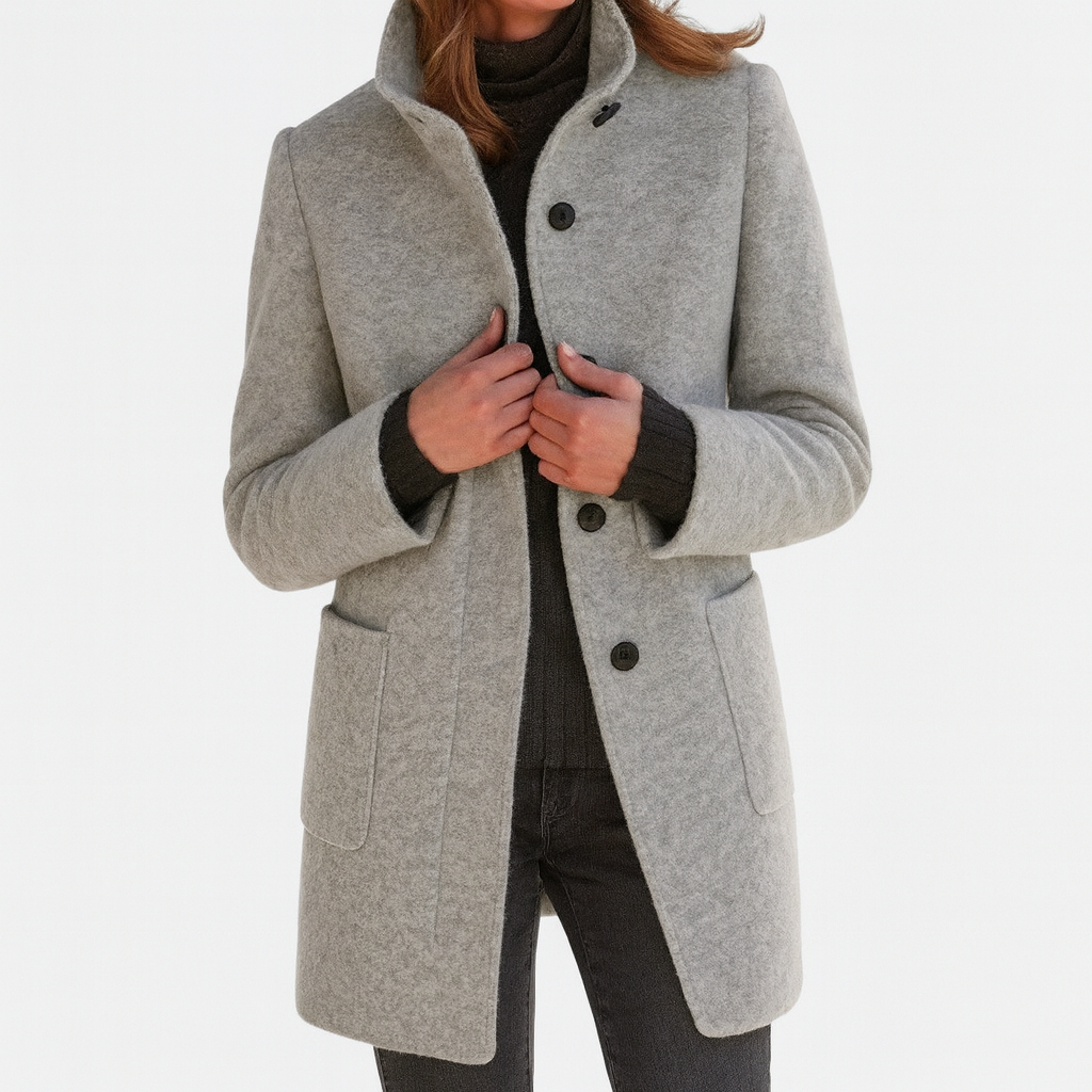 Damen Wollmantel Klassisch Wärmend Beige - Norvielle