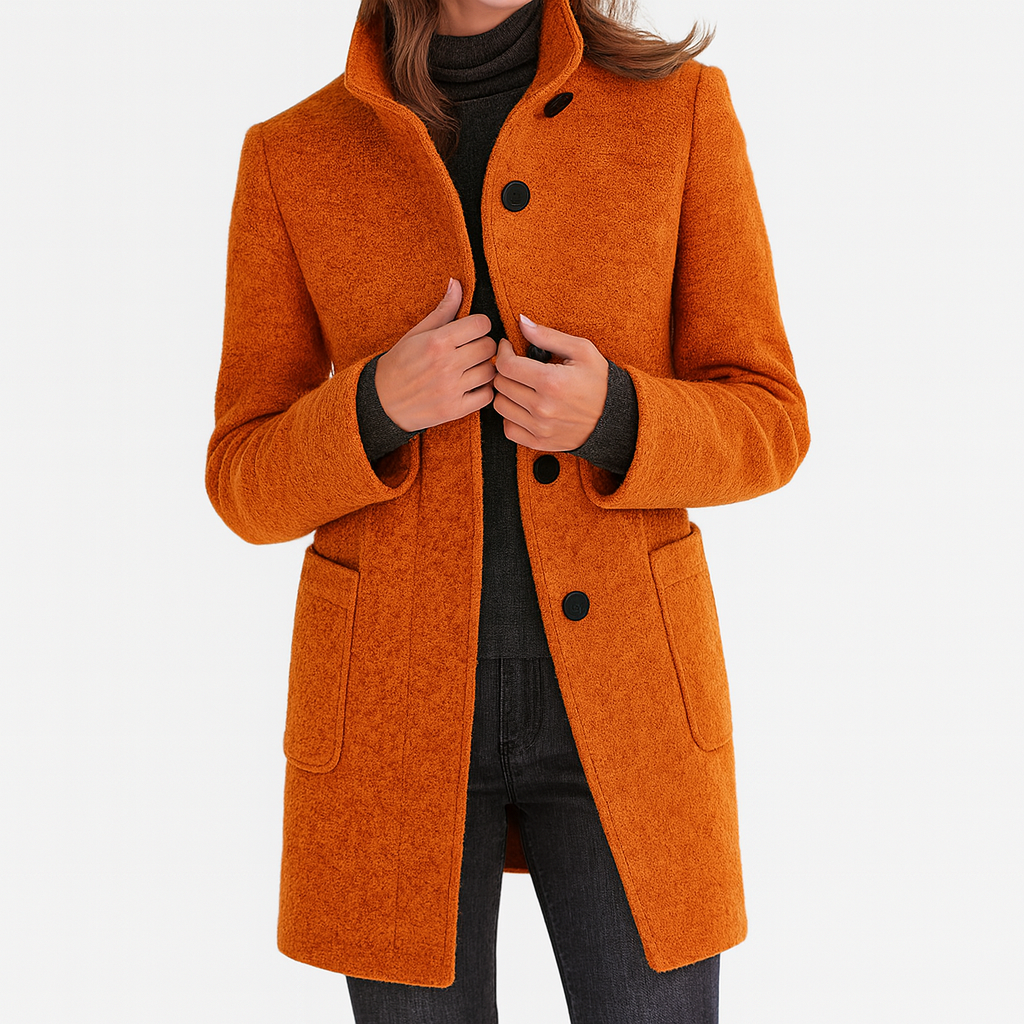 Damen Wollmantel Klassisch Wärmend Beige