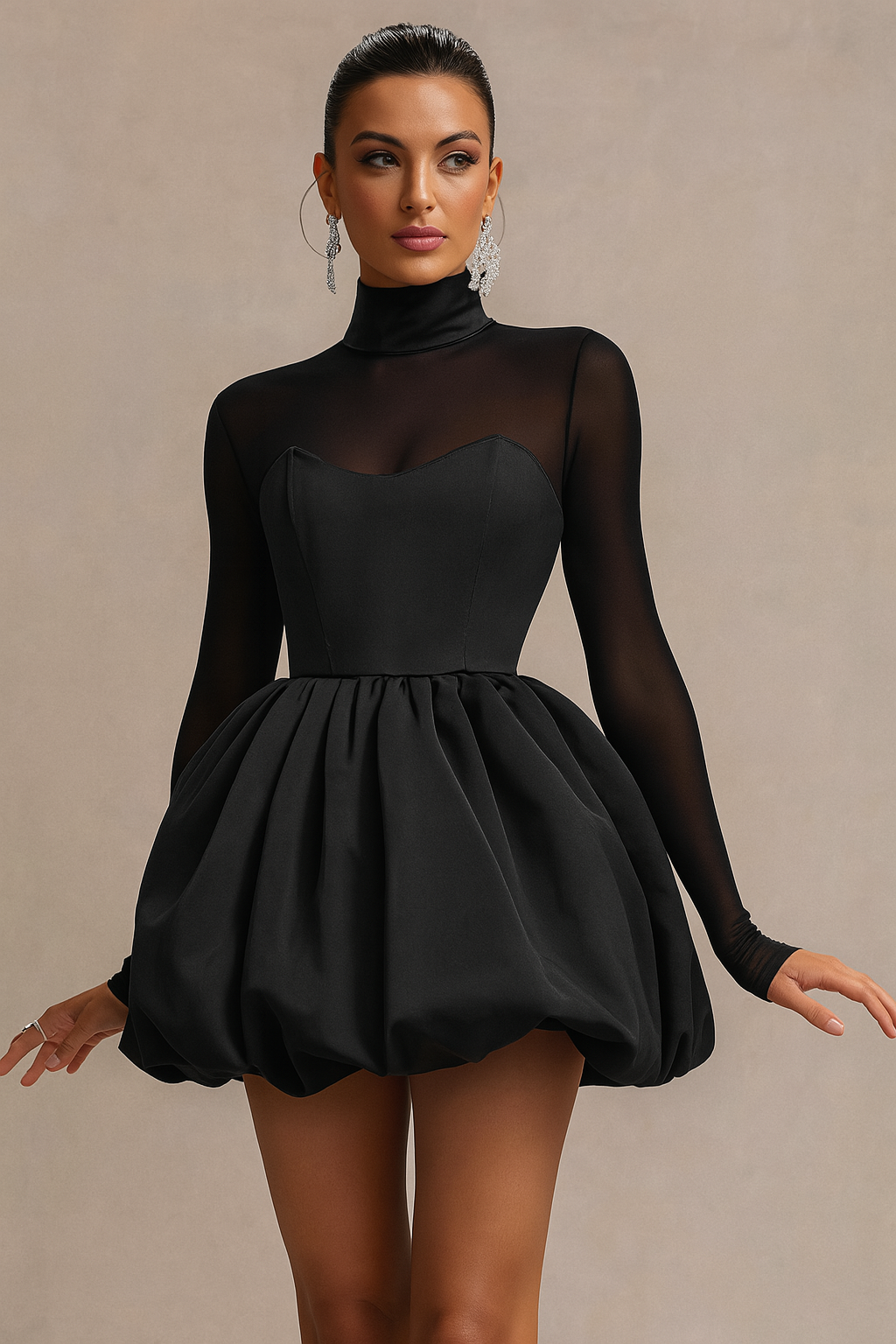 Damen Kleid Kurz Volants V-Ausschnitt - Norvielle
