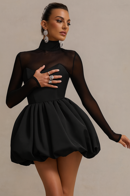 Damen Kleid Kurz Volants V-Ausschnitt
