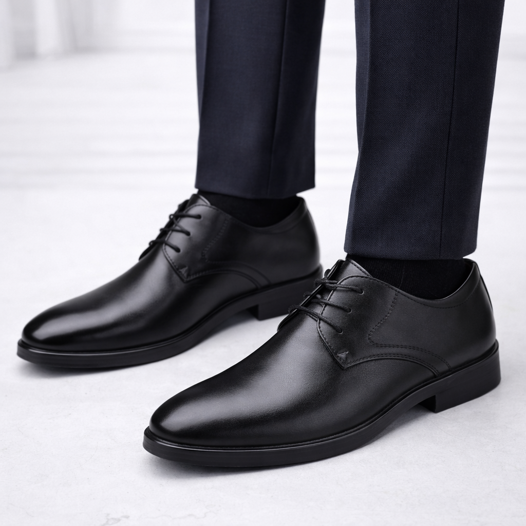 Herren Schnürschuhe Geschlossen Leder Schwarz - Norvielle
