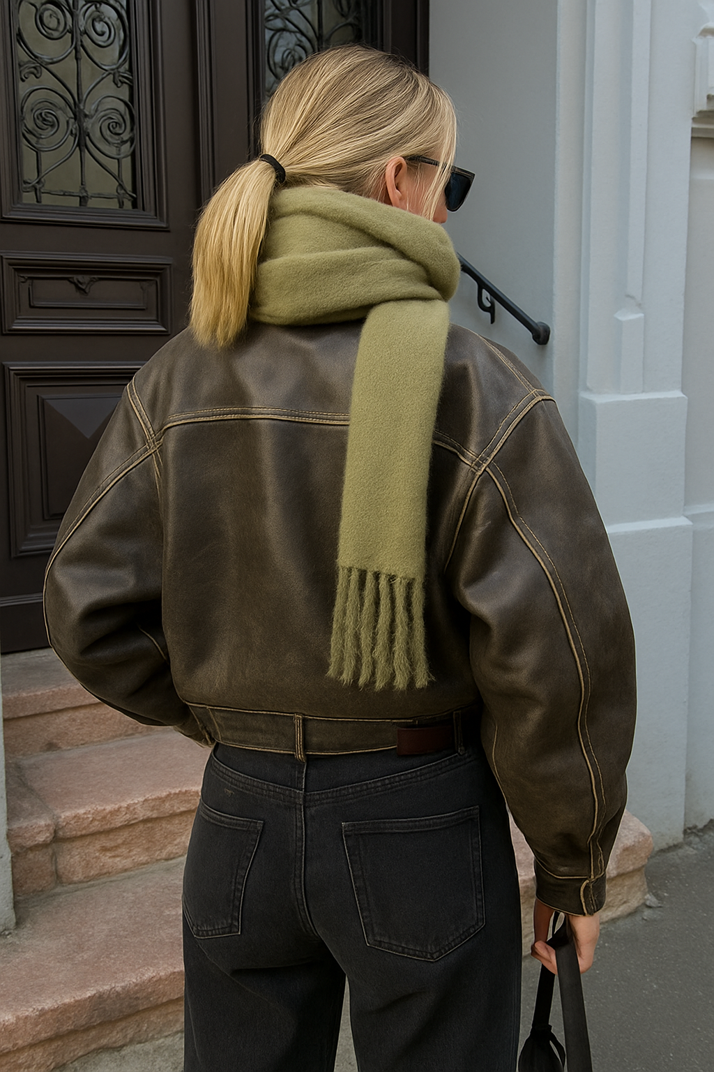 Damen Lederjacke Lässig Gewaschen