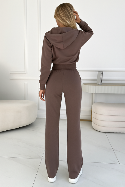 Varella Damen Tracksuit Wide-Leg Hose Cropped Hoodie