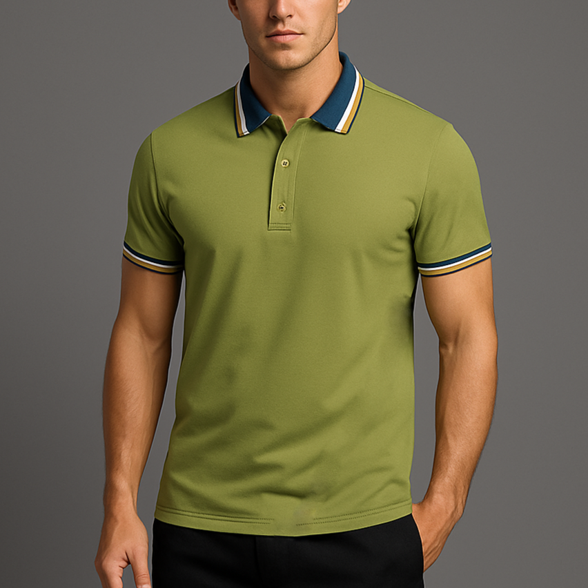 Herren Poloshirt Kurzarm Kontrastkragen