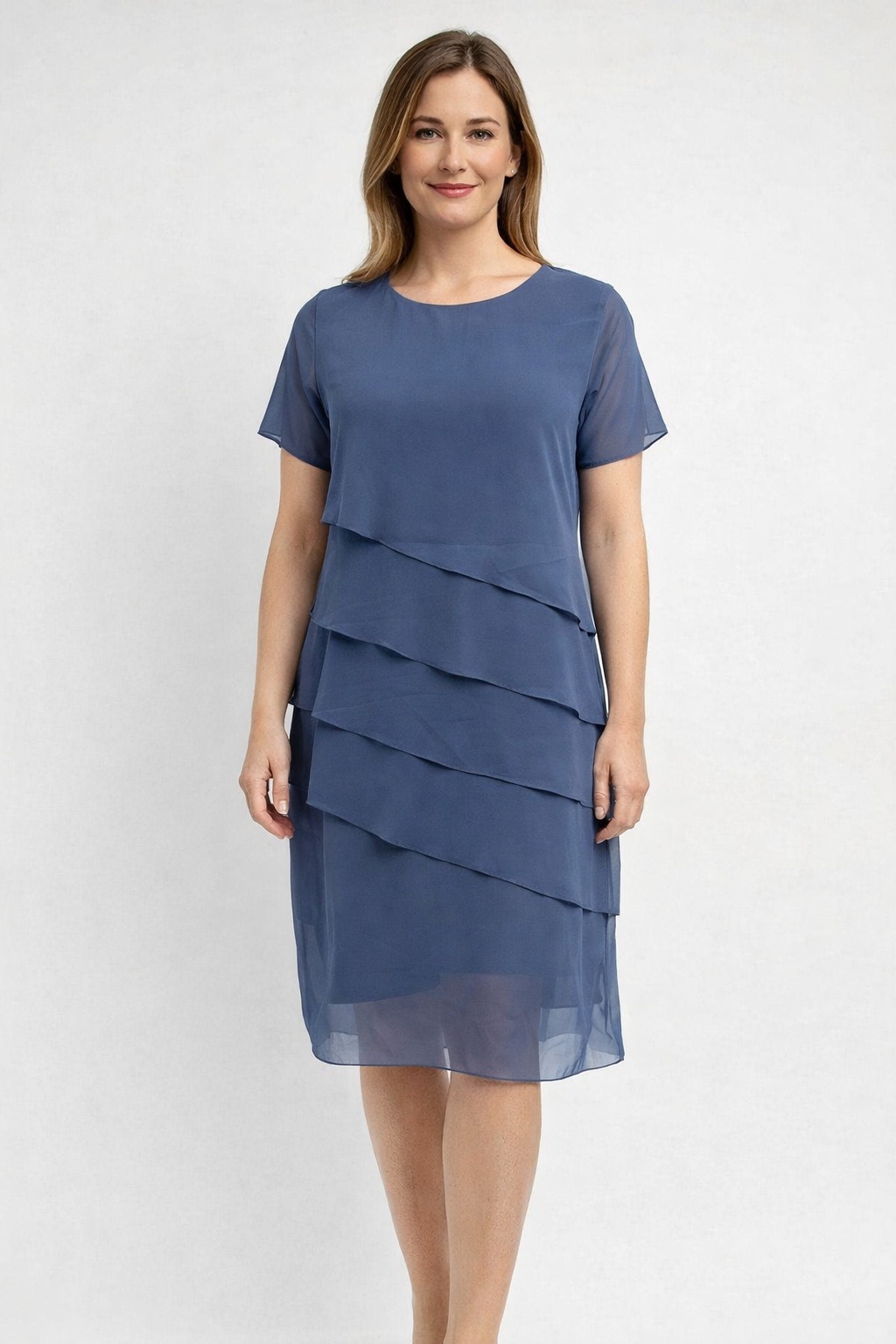 Damen Cocktailkleid Midi Kurzärmelig