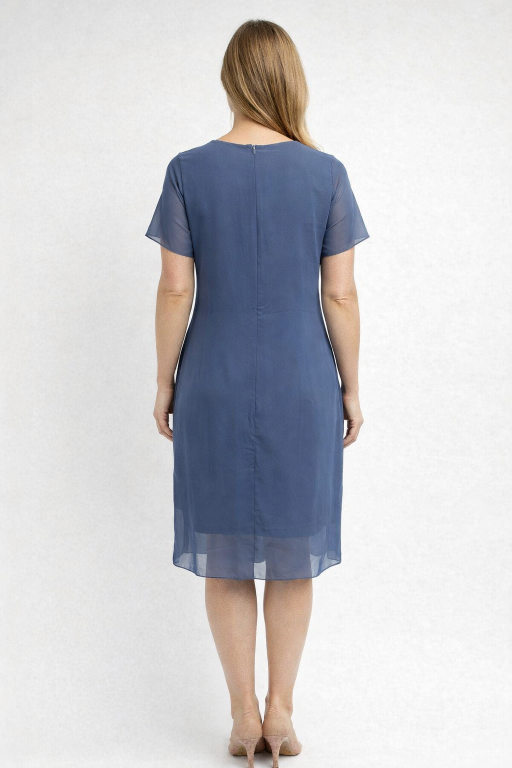 Damen Cocktailkleid Midi Kurzärmelig