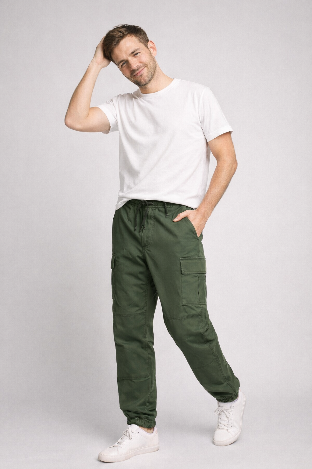 Herren Cargo-Hose Mehrere Taschen Baumwolle Beige