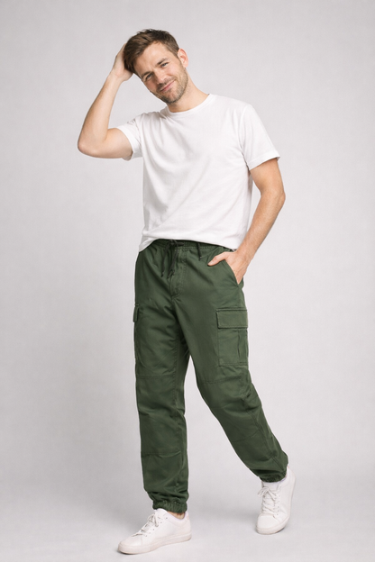 Herren Cargo-Hose Mehrere Taschen Baumwolle Beige