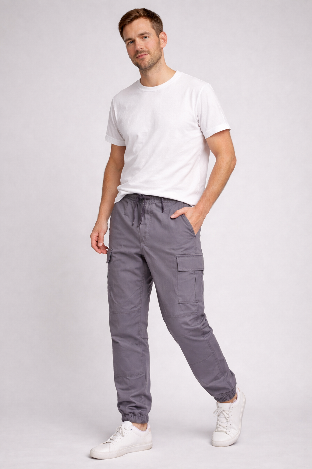 Herren Cargo-Hose Sommer atmungsaktives Material Mehrere Taschen Beige