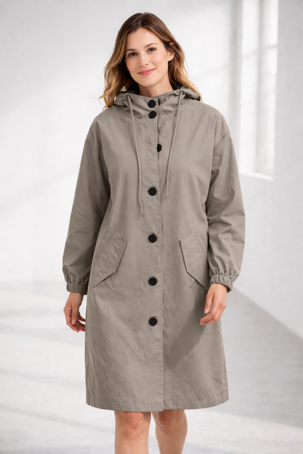 Damen Langjacke mit Kapuze