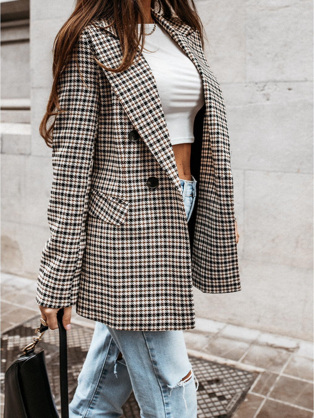 Norvielle Damen Blazer Langärmlig Knopfverschluss