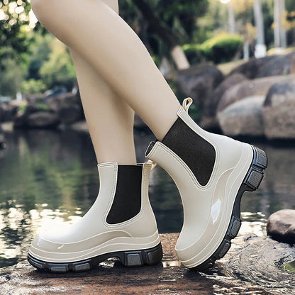 Norvielle Damen Chelsea Boots Kurz Langlebig Wasserabweisend
