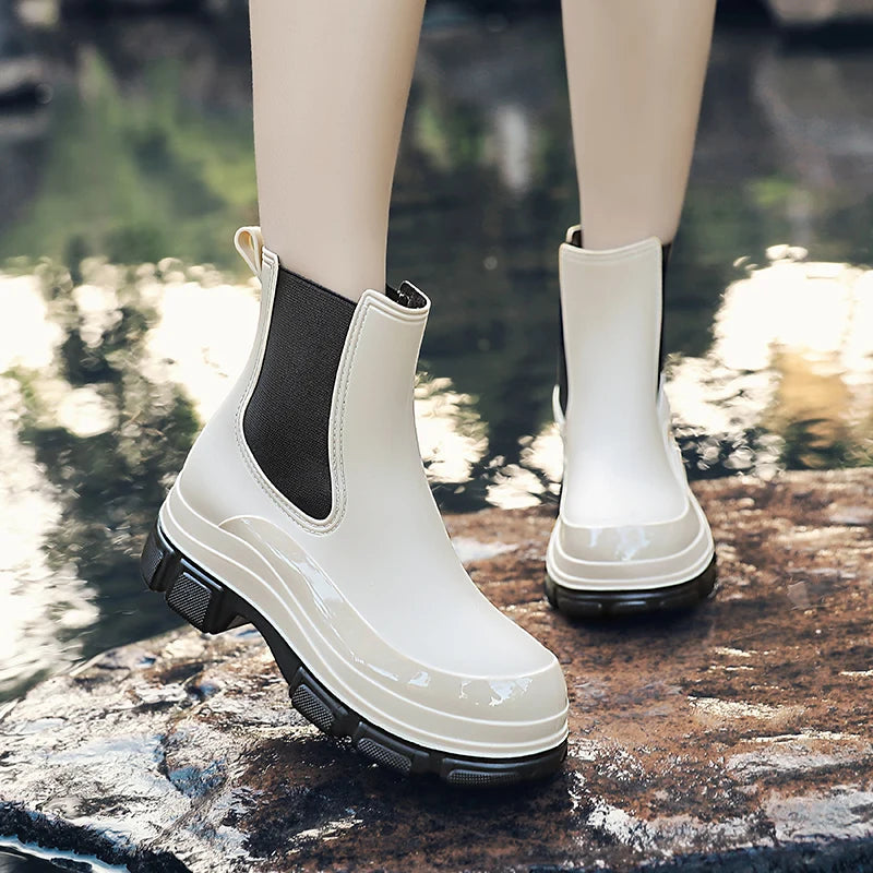 Norvielle Damen Chelsea Boots Kurz Langlebig Wasserabweisend