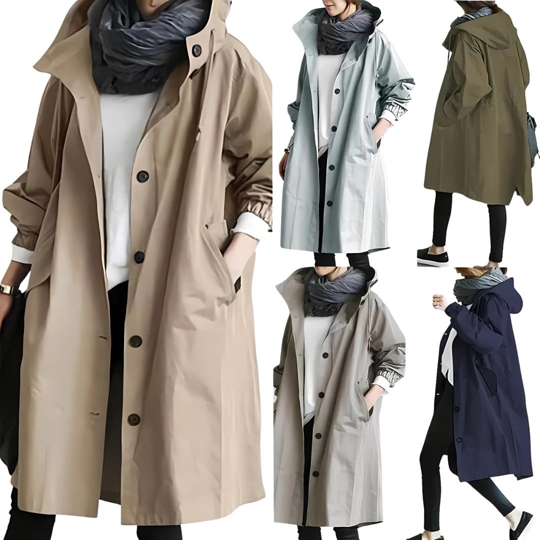 Norvielle Damen Regenjacke Wasserdicht Oversized Schwarz - Norvielle