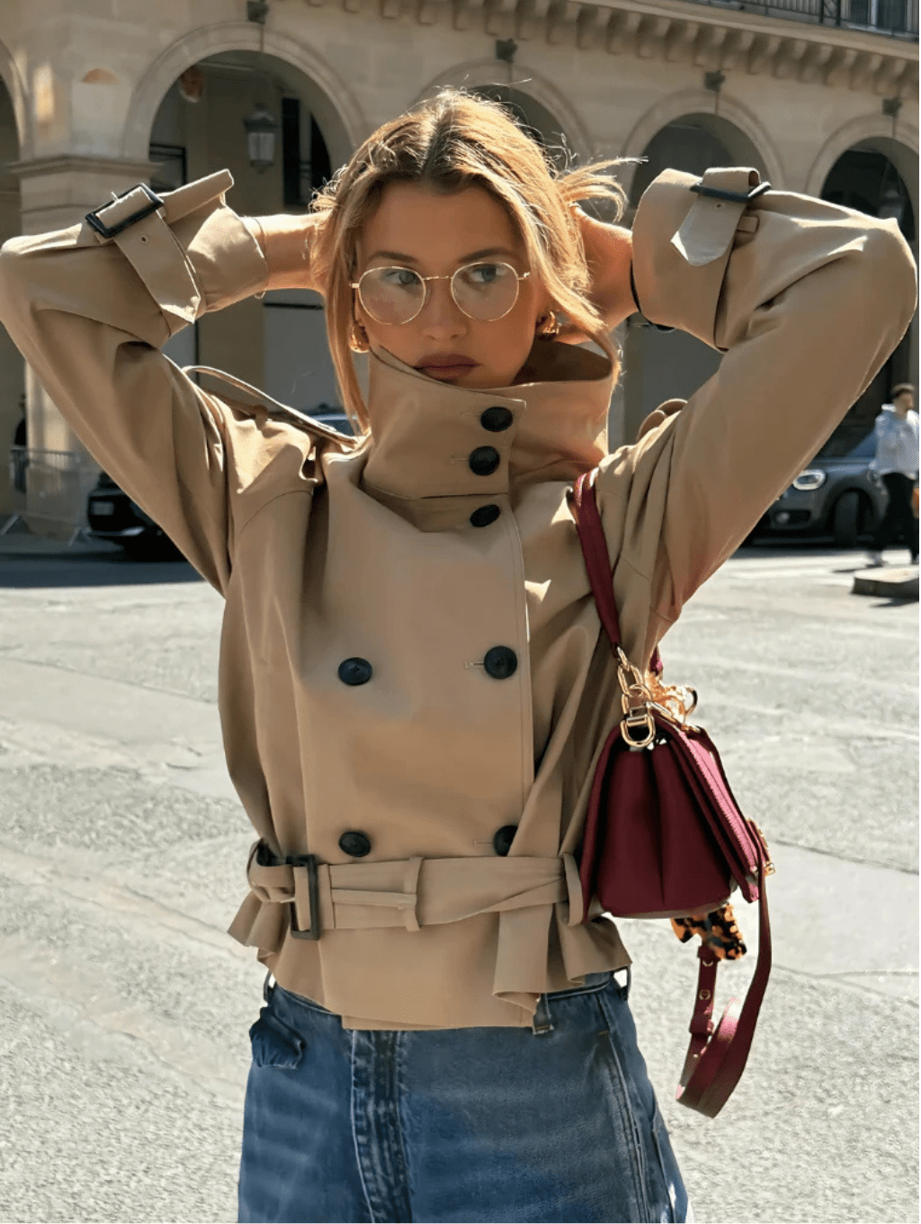 Damen Kurzer Winter-Trenchcoat mit Gürtel - Norvielle