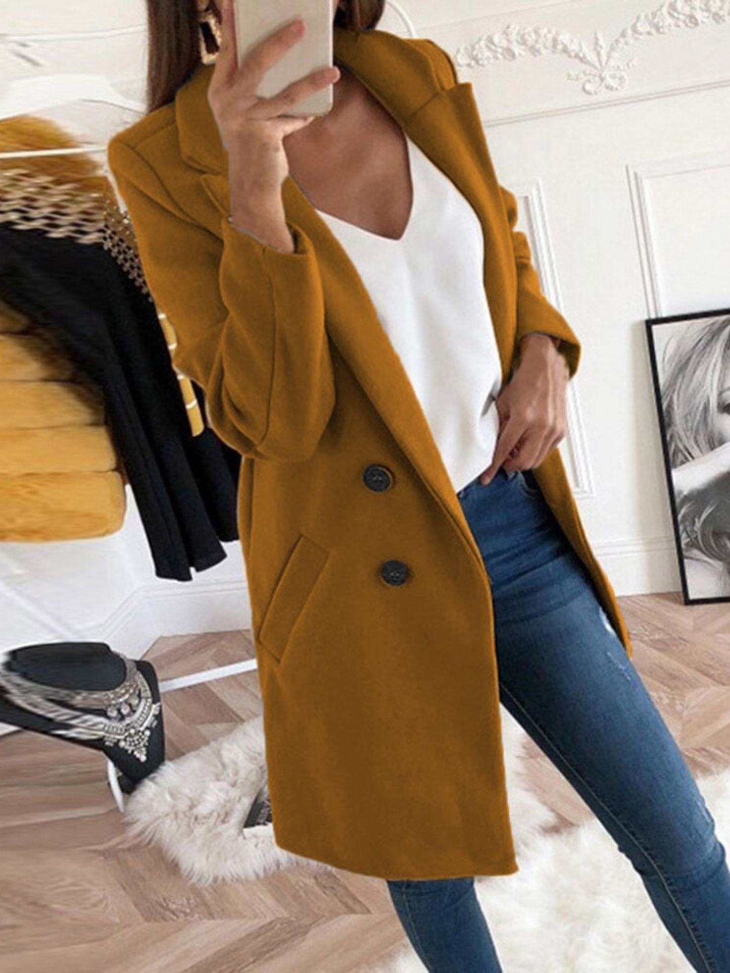 Damen Wintermantel Langarm Schick Design