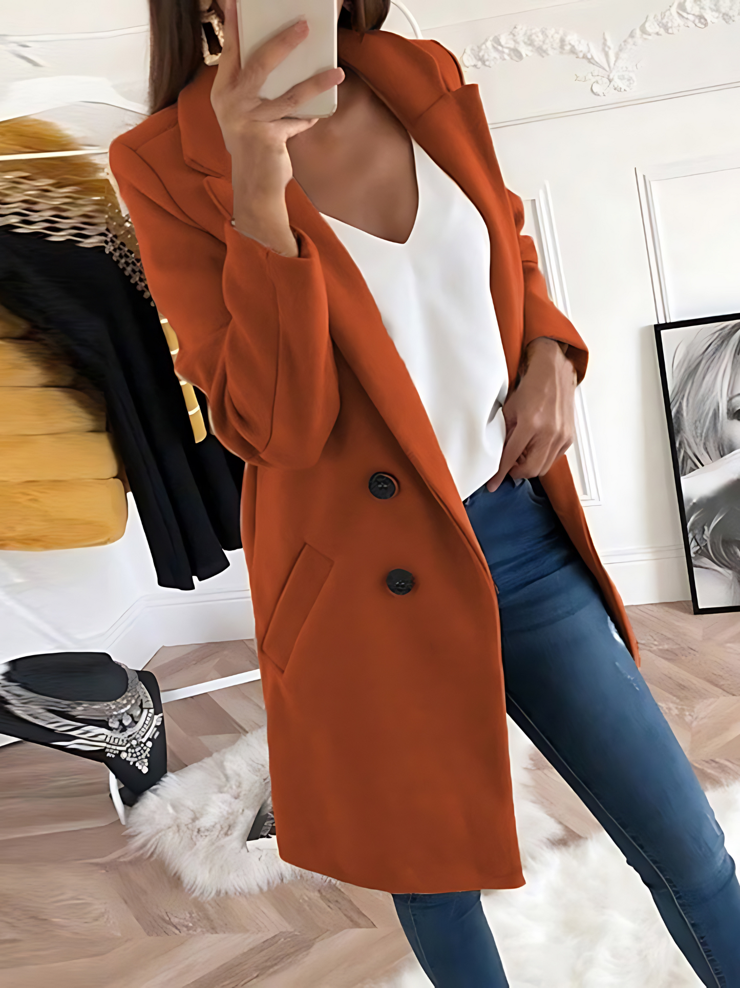 Damen Wintermantel Langarm Schick Design