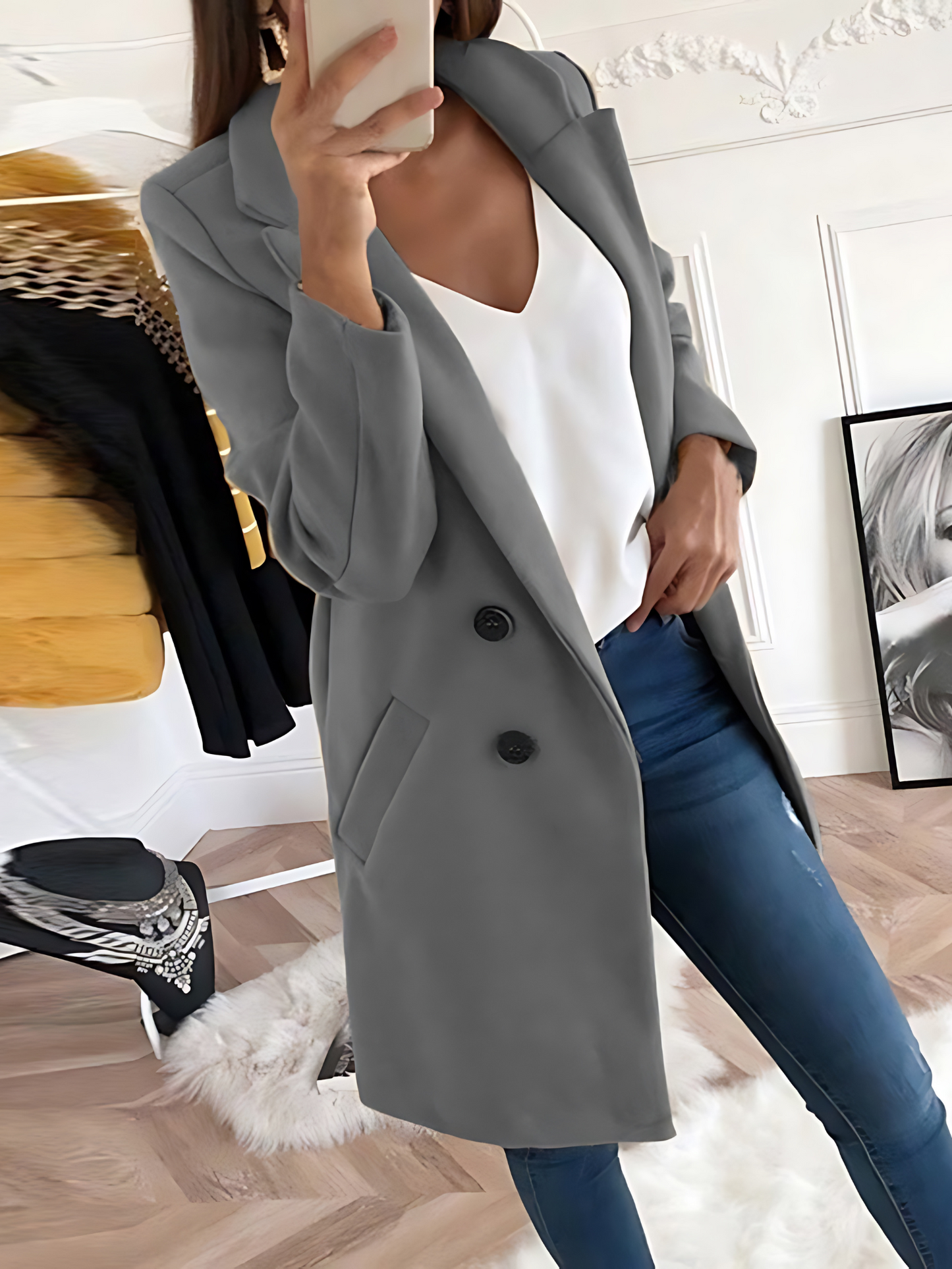 Damen Wintermantel Langarm Schick Design