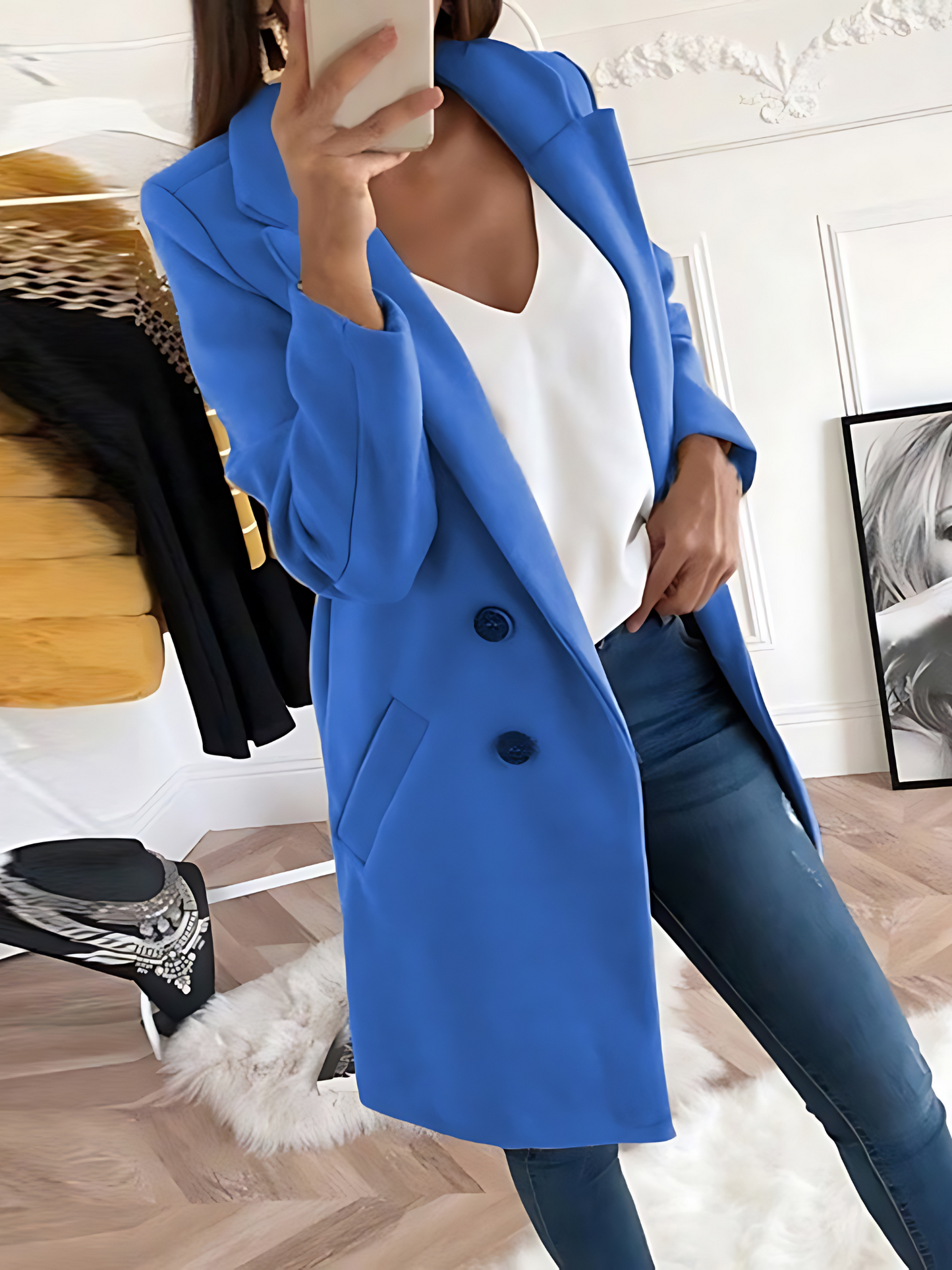 Damen Wintermantel Langarm Schick Design