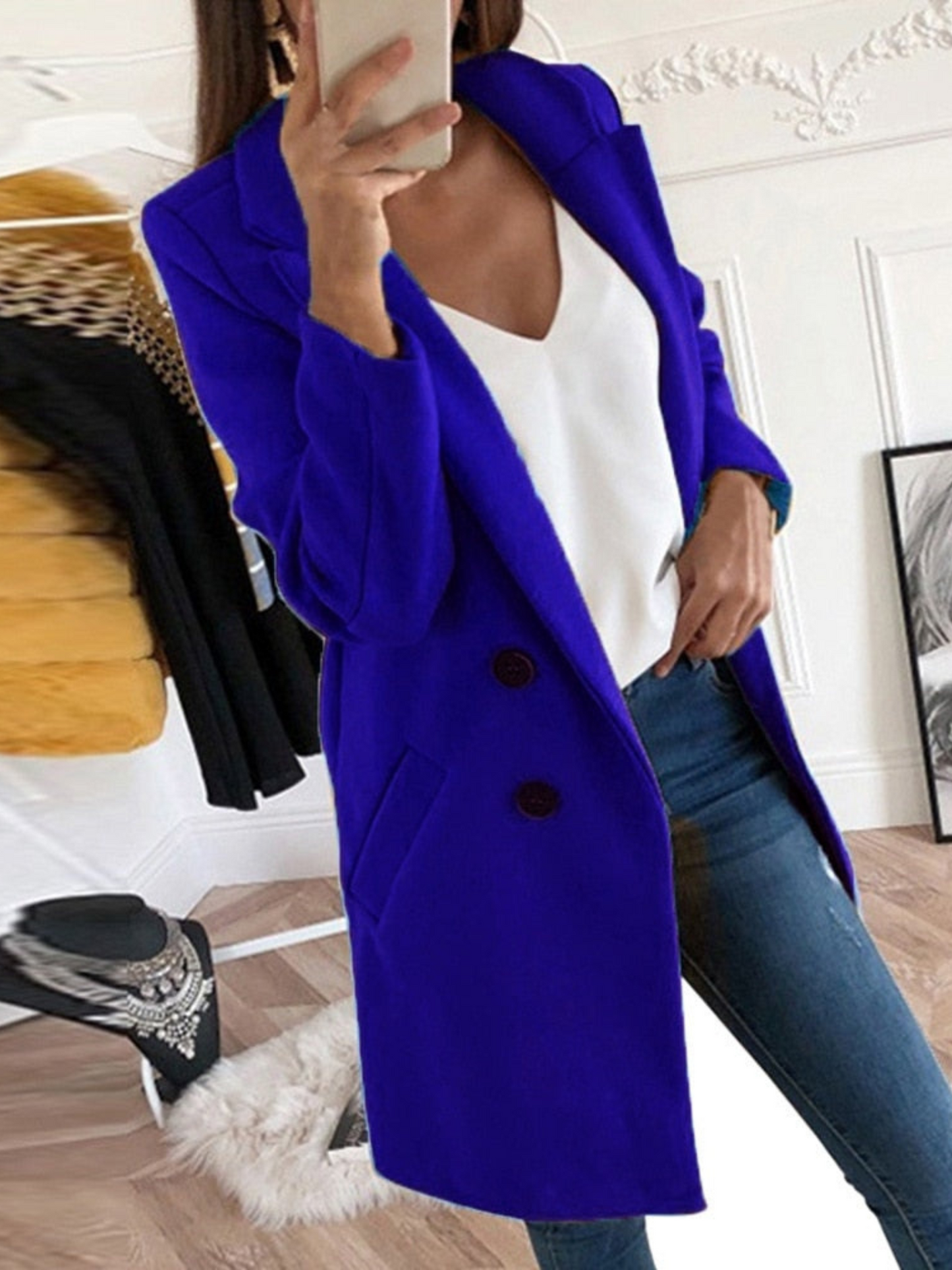 Damen Wintermantel Langarm Schick Design