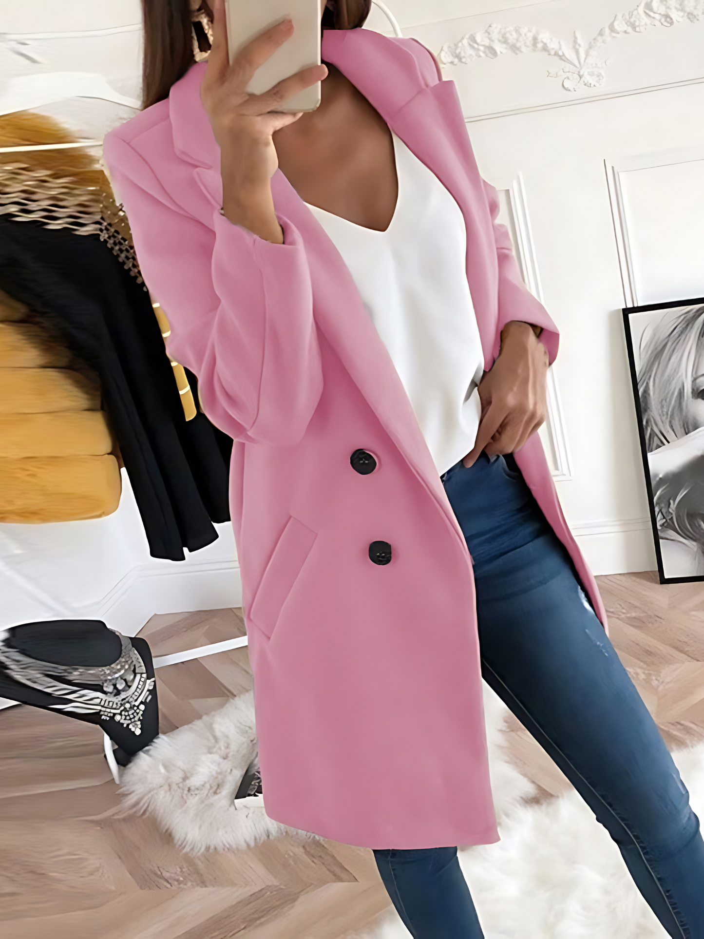Damen Wintermantel Langarm Schick Design