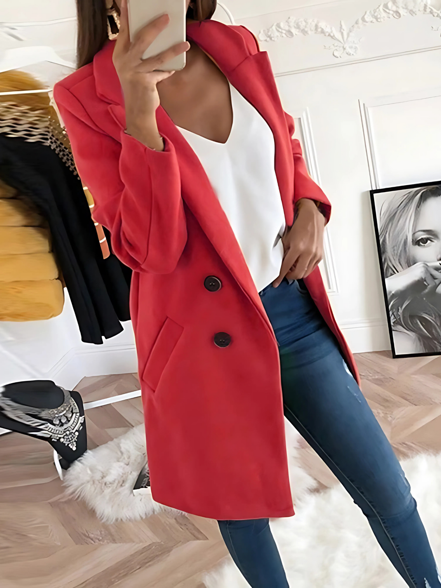Damen Wintermantel Langarm Schick Design