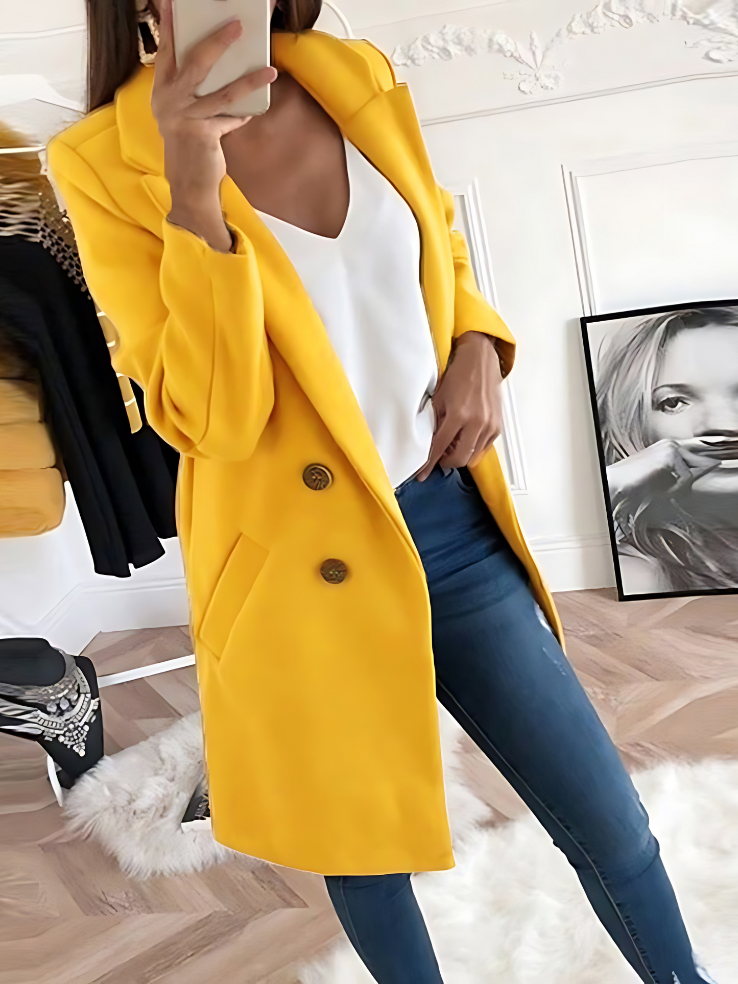 Damen Wintermantel Langarm Schick Design