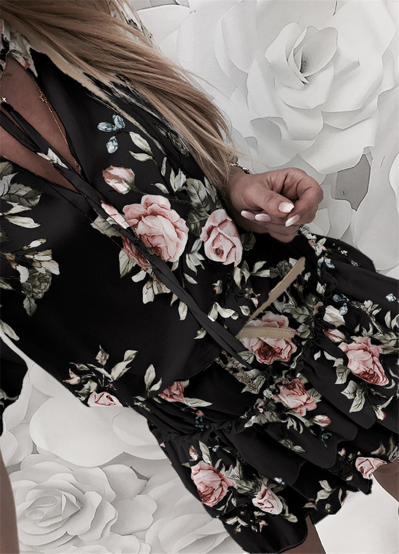 Norvielle Damen Chiffon Blumenkleid Boho Sommer Stil - Norvielle